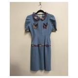 !970's Peter Pan Collared Pleated Handmade Dress