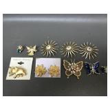 Vtg Sarah Coventry Starburst Brooch & Gold Tone