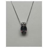 Sterling Silver & Gemstone (Flourite?) Necklace