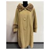 Vtg Stellina By Peter Falco Tan Fur Collar Coat