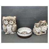 Owl Shell Sculpture Art + Shell Ashtray