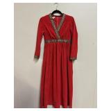 Vintage Raymodes Red Velvet 1970's Dress