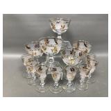 Vtg Gold Leaf Libbey Cordial & Cocktail Glasses