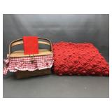 Vtg Crochet Blanket, Picnic Basket, Tuppertoys &