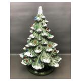 Vtg Green Ceramic Light Up Christmas Tree