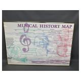 Framed Vtg Musical History Map Robert Williams