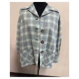 Vintage Plaid Abalone Shell Button Blouse