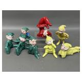 Vtg Gilner Ceramic Pixie Elf Figurines