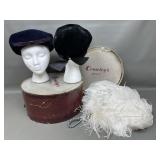 Peachbloom Velour Hat, Ostrich Feather Fan & More