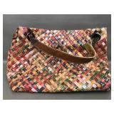Vtg Ameri Leather Woven Shoulder Bag