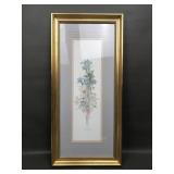 Signed Floral Watercolor Mary Vincent Bertrand Prt