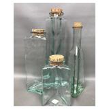 Triangular Green Glass Bottle Decor Canisters Jars