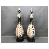 Vintage Mcm Glazed Ceramic Abstract Lamps