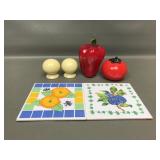 Red Pepper Glass Decor, S&p Shakers & Ceramic Tile