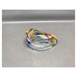 Vtg Murano Style Art Glass Swirled Ashtray