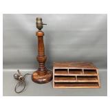 Antique Wood Tabletop Letter Holder Inlay &antique