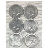 Lot of (6) Kennedy Half Dollars