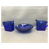 Vintage Cobalt Blue Hobnail Bowl + Hazel Atlas..