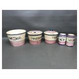 Vintage Japanese Floral Pottery Jars And Shakers