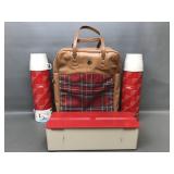 Thermos Tartan Plaid Picnic Bag Set & Containers