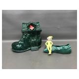 Vintage Gilner Pixie Elf Log Planter  & Shoe House
