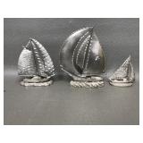 Vtg Spoontiques Pewter Sailboat Figurines