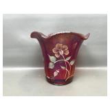 Fenton Art Glass Flower 100 Anniversary Ruby Vase