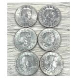 Lot of (6) Susan B. Anthony Dollar Coins