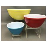 Vtg Primary Colors Pyrex Mixing Bowls