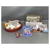 Vtg Buttons In Tin, Beaded Trims & Sewing Supplies
