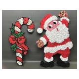 60s/70s Santa, candy cane popcorn art