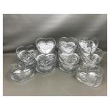 Glass Candy Heart Dishes 18pc