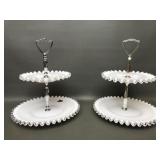 Stunning Fenton Milk Glass 2 Tiered Trays