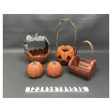 Vtg Pumpkin Shaped Ceramic Serving Bowl & More
