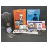 Vtg Colonial Money Replicas, Stamp Collections &