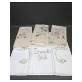 Hand Embroidered Anthropomorphic Tea Towels