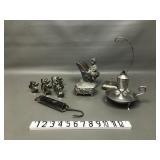 Vtg Shirley Plantation Pewter Oil Lamp & More