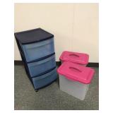 Sterlite 3 Drawer Rolling Cart & 2 Document Boxes