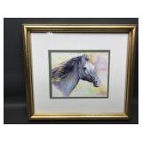 Signed Rainbow Watercolor Horse Painting