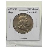 1954 D Ben Franklin Half Dollar
