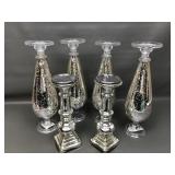 Silver Mercury Style Glass Pedestal Vases
