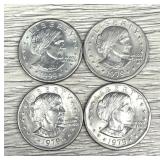 Lot of (4) Susan B. Anthony One Dollar Coins