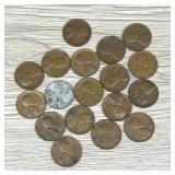 Lot of (18) Wheat Pennies One Cent Coins