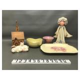 Wood Folk Art Angel, Church Music Box & More!