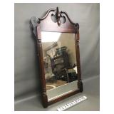 Vtg Wood Frames Wall Mirror With A Pediment Top
