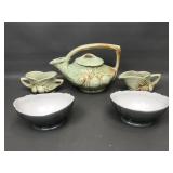 Art Deco Mccoy Pinecone Teapot & Creamer Sugar