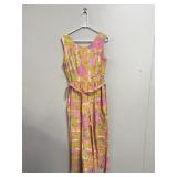 1960's Floral Mod Print Corduroy Jumpsuit