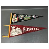 Vtg Hawaii & Cypress Gardens Felt Pennant