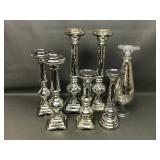 Large Mercury Glass Candlestick Holders