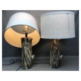 Rustic Faux Wood Log Table Lamps